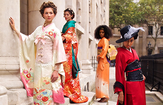 Kimono fashion show outside in London